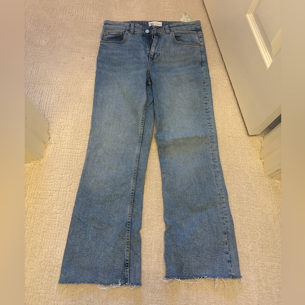 Zara kick flare cropped jeans
